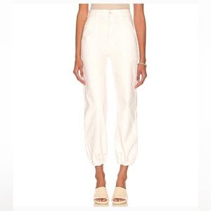 MOTHER Wrapper Patch Springy Ankle Pants in cream puff